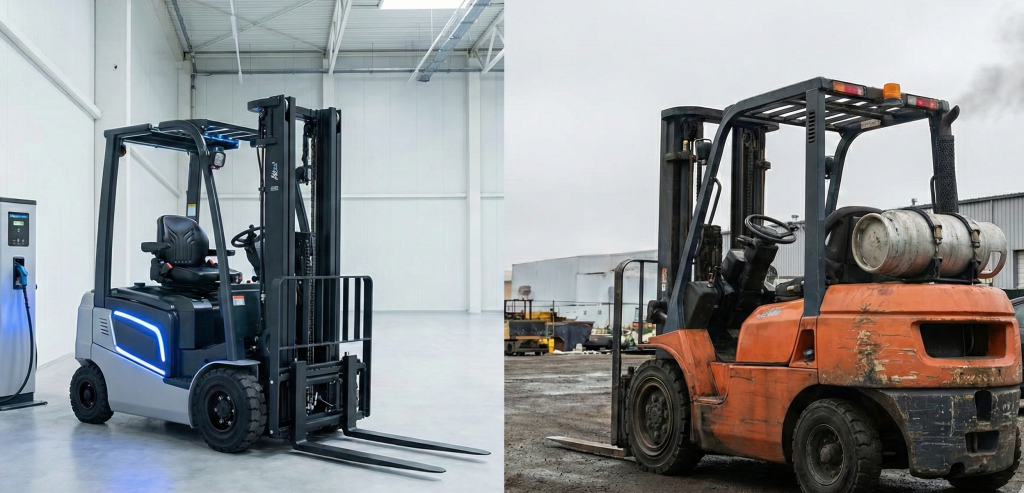 the comparison of the electric forklift and the diesel forklift