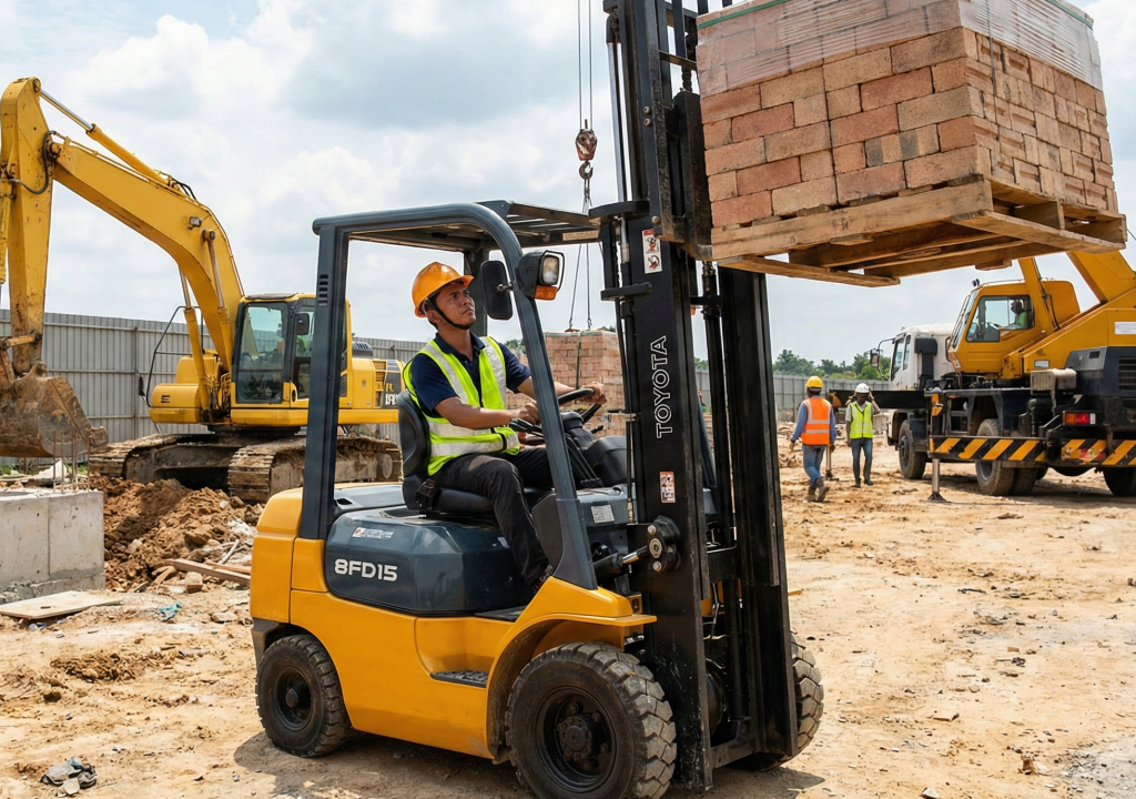 Heavy equipment rental in jb - Forklift on construction site