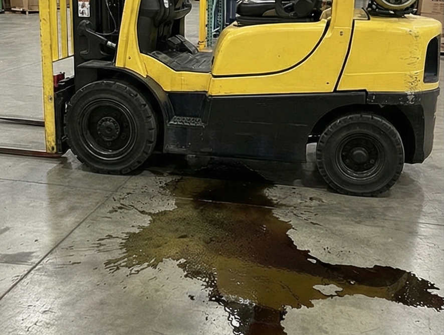forklift leaking the oil